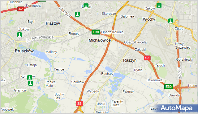 mapa Michałowice-Wieś, Michałowice-Wieś na mapie Targeo