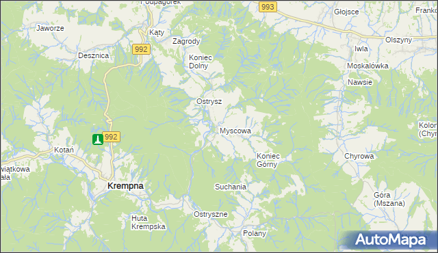 mapa Myscowa, Myscowa na mapie Targeo