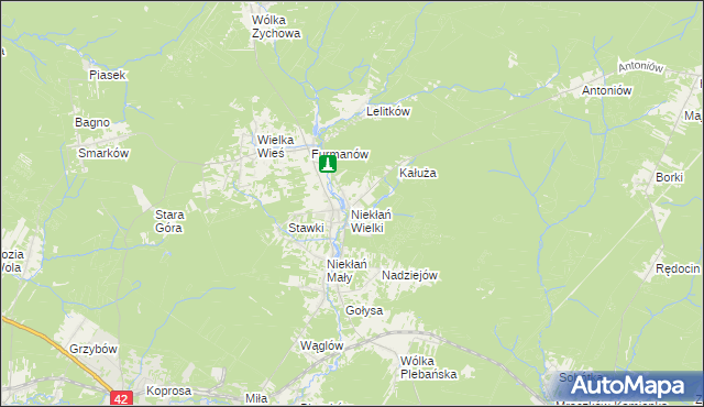 mapa Niekłań Wielki, Niekłań Wielki na mapie Targeo