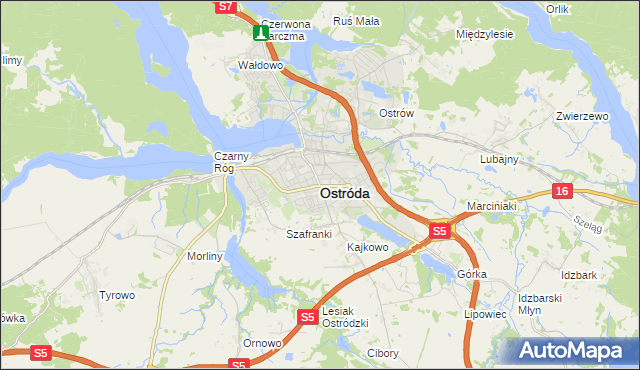 mapa Ostróda, Ostróda na mapie Targeo