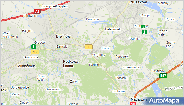 mapa Otrębusy, Otrębusy na mapie Targeo