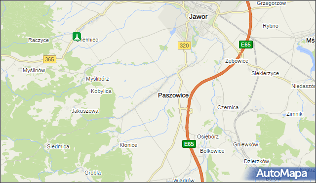 mapa Paszowice, Paszowice na mapie Targeo