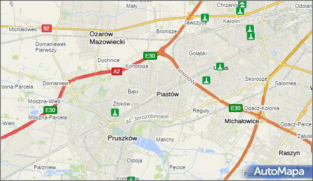 mapa Piastów powiat pruszkowski, Piastów powiat pruszkowski na mapie Targeo