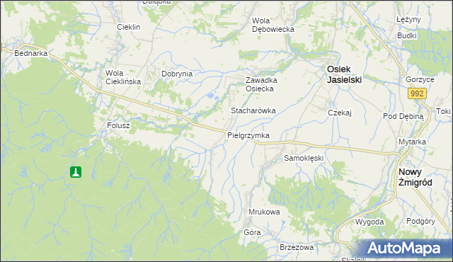 mapa Pielgrzymka gmina Osiek Jasielski, Pielgrzymka gmina Osiek Jasielski na mapie Targeo