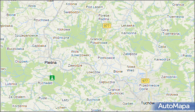 mapa Piotrkowice gmina Tuchów, Piotrkowice gmina Tuchów na mapie Targeo