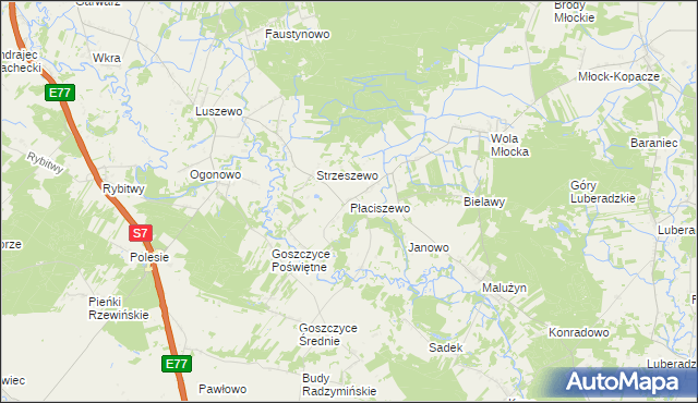 mapa Płaciszewo, Płaciszewo na mapie Targeo