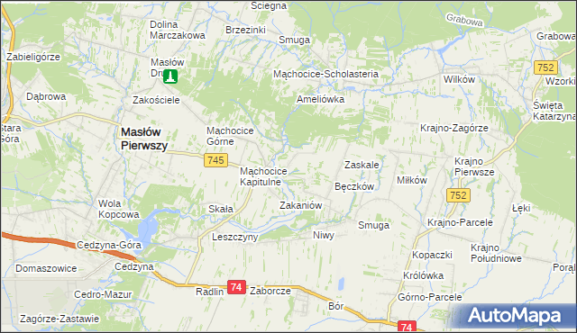 mapa Podmąchocice, Podmąchocice na mapie Targeo