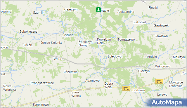 mapa Popielżyn-Zawady, Popielżyn-Zawady na mapie Targeo