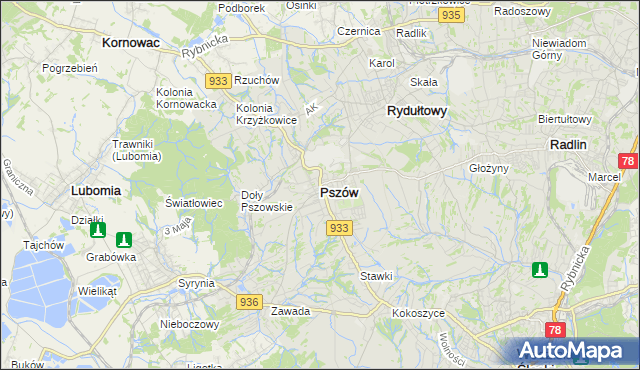 mapa Pszów, Pszów na mapie Targeo