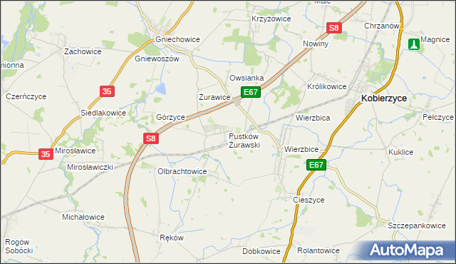mapa Pustków Żurawski, Pustków Żurawski na mapie Targeo