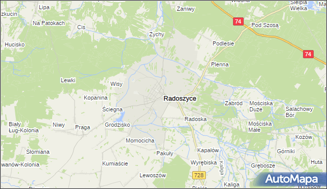 mapa Radoszyce powiat konecki, Radoszyce powiat konecki na mapie Targeo