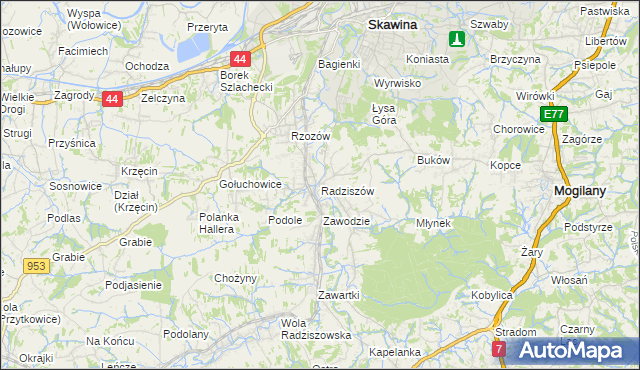 mapa Radziszów, Radziszów na mapie Targeo