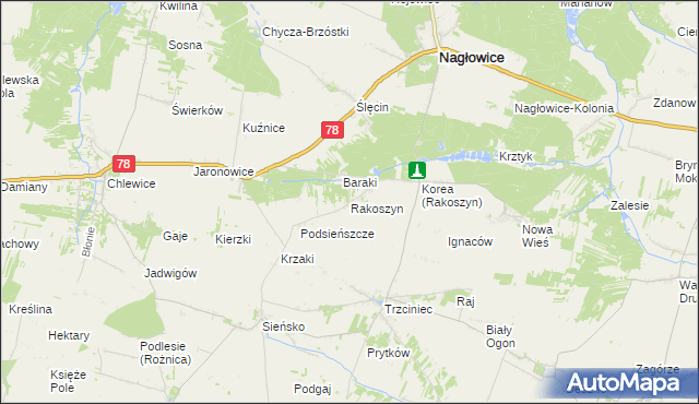 mapa Rakoszyn, Rakoszyn na mapie Targeo