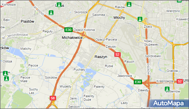 mapa Raszyn powiat pruszkowski, Raszyn powiat pruszkowski na mapie Targeo