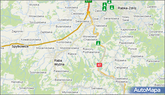 mapa Rokiciny Podhalańskie, Rokiciny Podhalańskie na mapie Targeo