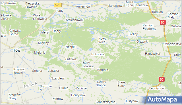 mapa Rokocina, Rokocina na mapie Targeo