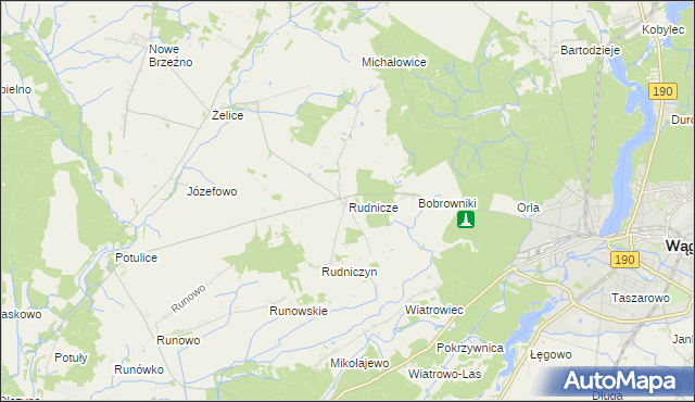 mapa Rudnicze gmina Wągrowiec, Rudnicze gmina Wągrowiec na mapie Targeo