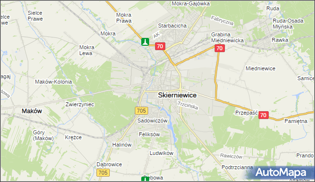 mapa Skierniewic, Skierniewice na mapie Targeo