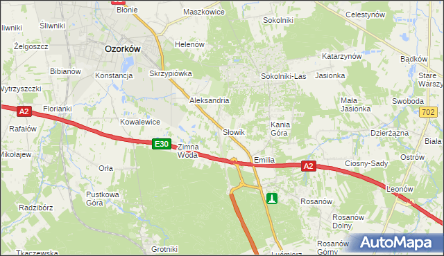 mapa Słowik gmina Zgierz, Słowik gmina Zgierz na mapie Targeo