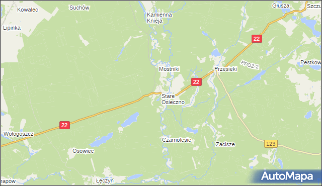 mapa Stare Osieczno, Stare Osieczno na mapie Targeo