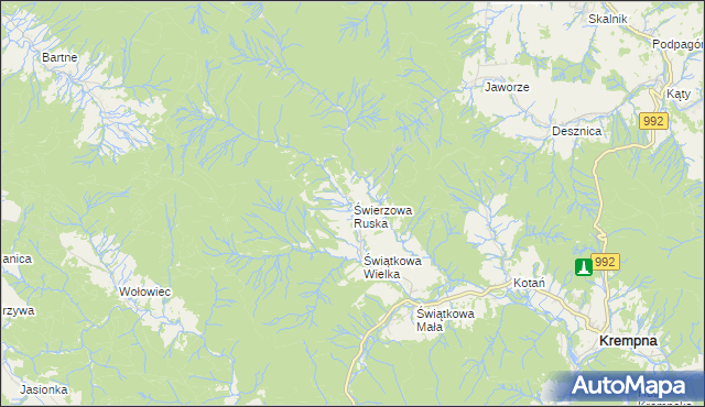 mapa Świerzowa Ruska, Świerzowa Ruska na mapie Targeo