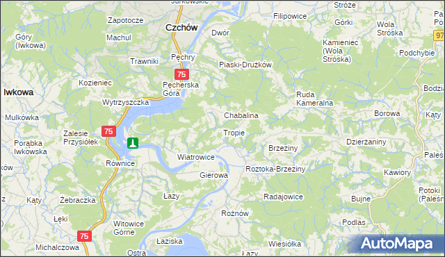 mapa Tropie gmina Gródek nad Dunajcem, Tropie gmina Gródek nad Dunajcem na mapie Targeo