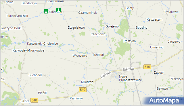 mapa Trzebuń gmina Stara Biała, Trzebuń gmina Stara Biała na mapie Targeo