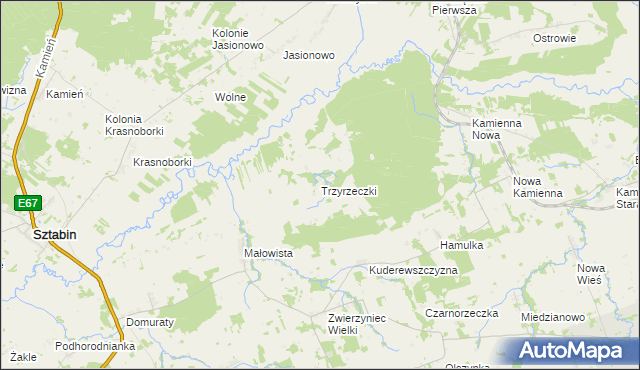 mapa Trzyrzeczki, Trzyrzeczki na mapie Targeo