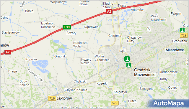 mapa Wólka Grodziska gmina Grodzisk Mazowiecki, Wólka Grodziska gmina Grodzisk Mazowiecki na mapie Targeo