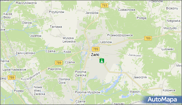 mapa Żarki powiat myszkowski, Żarki powiat myszkowski na mapie Targeo