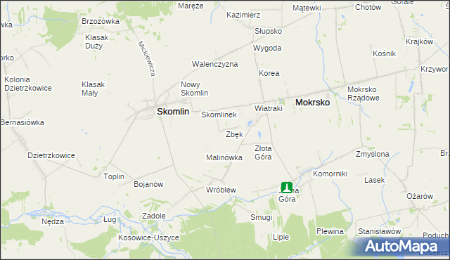 mapa Zbęk gmina Skomlin, Zbęk gmina Skomlin na mapie Targeo