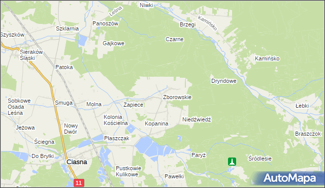 mapa Zborowskie gmina Ciasna, Zborowskie gmina Ciasna na mapie Targeo