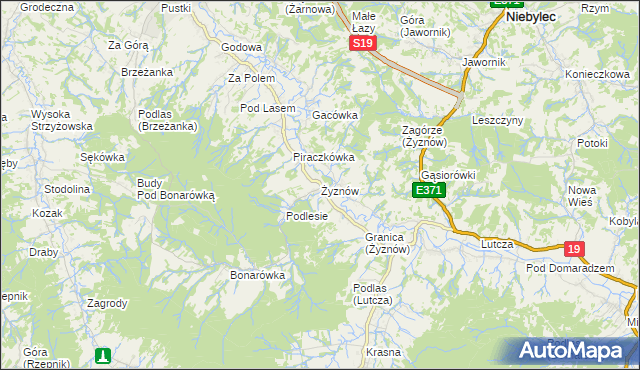 mapa Żyznów gmina Strzyżów, Żyznów gmina Strzyżów na mapie Targeo