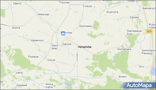 mapa Abramów powiat lubartowski, Abramów powiat lubartowski na mapie Targeo