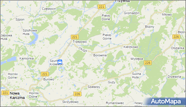 mapa Borowina gmina Przywidz, Borowina gmina Przywidz na mapie Targeo