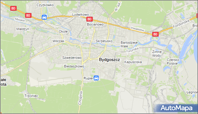 mapa Bydgoszczy, Bydgoszcz na mapie Targeo