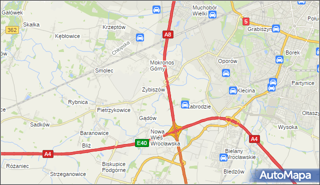 mapa Cesarzowice gmina Kąty Wrocławskie, Cesarzowice gmina Kąty Wrocławskie na mapie Targeo