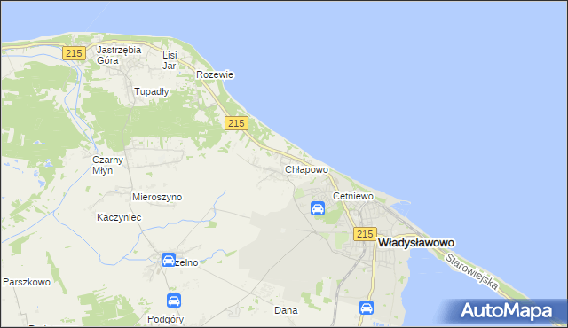 mapa Chłapowo gmina Władysławowo, Chłapowo gmina Władysławowo na mapie Targeo