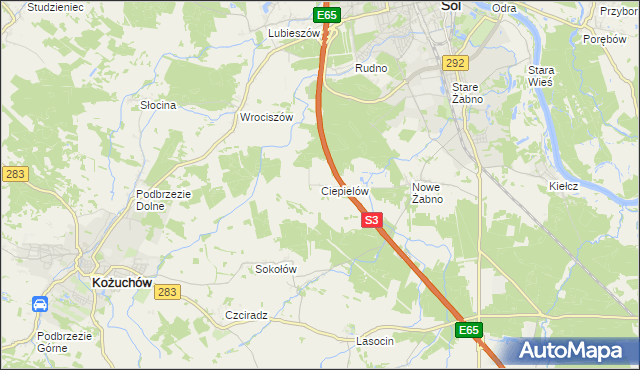 mapa Ciepielów gmina Nowa Sól, Ciepielów gmina Nowa Sól na mapie Targeo