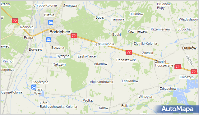 mapa Ciężków gmina Poddębice, Ciężków gmina Poddębice na mapie Targeo