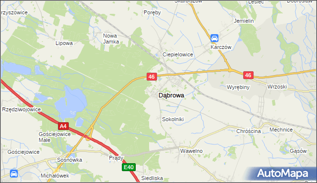 mapa Dąbrowa powiat opolski, Dąbrowa powiat opolski na mapie Targeo