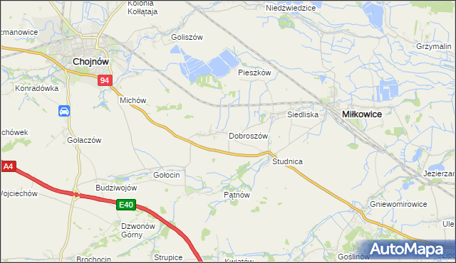 mapa Dobroszów gmina Chojnów, Dobroszów gmina Chojnów na mapie Targeo