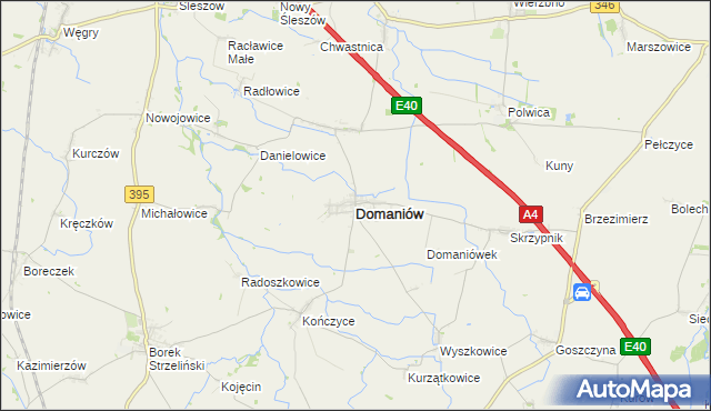 mapa Domaniów powiat oławski, Domaniów powiat oławski na mapie Targeo