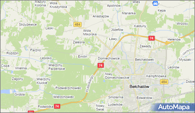 mapa Domiechowice, Domiechowice na mapie Targeo