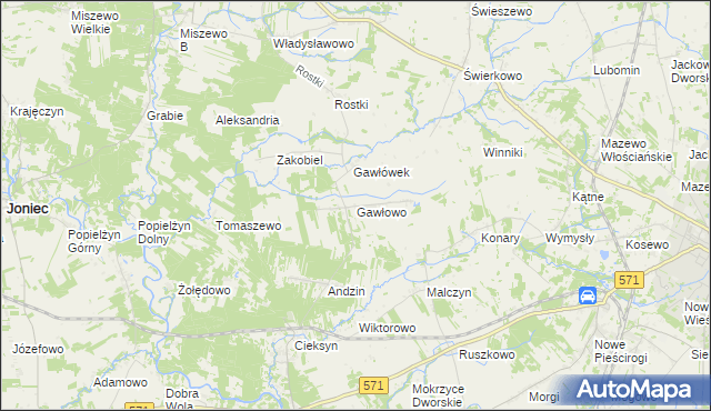 mapa Gawłowo, Gawłowo na mapie Targeo