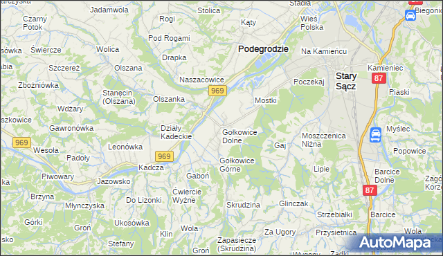 mapa Gołkowice Dolne, Gołkowice Dolne na mapie Targeo