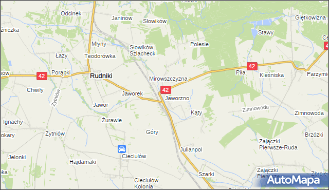 mapa Jaworzno gmina Rudniki, Jaworzno gmina Rudniki na mapie Targeo
