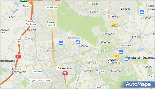 mapa Julianów gmina Piaseczno, Julianów gmina Piaseczno na mapie Targeo