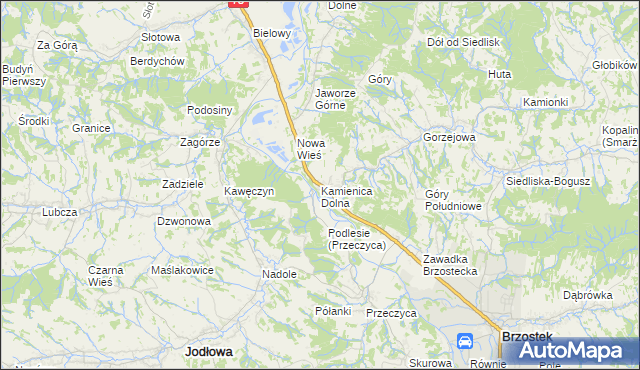 mapa Kamienica Dolna, Kamienica Dolna na mapie Targeo