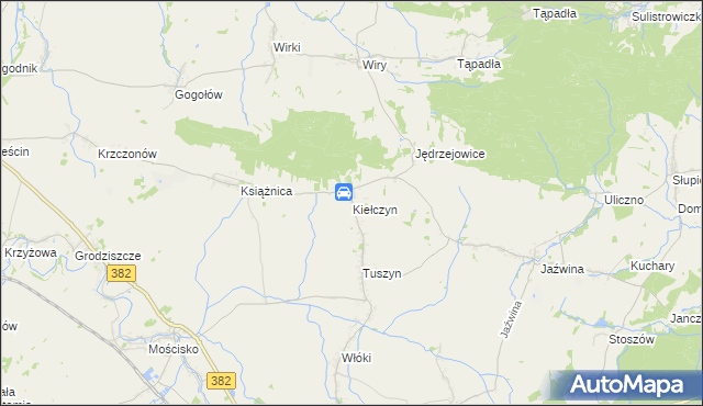 mapa Kiełczyn gmina Dzierżoniów, Kiełczyn gmina Dzierżoniów na mapie Targeo